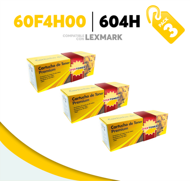 3 Pza Tóner 604H Compatible con Lexmark 60F4H00