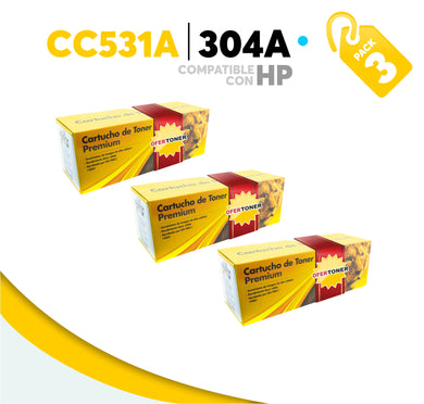 3 Pza Tóner 304A Compatible con HP CC531A