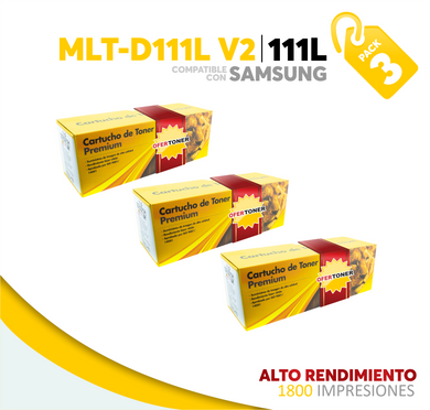 3 Pza Tóner 111L Alto Rendimiento Compatible con Samsung MLT-D111L V2