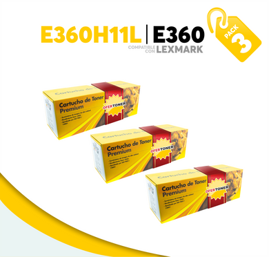 3 Pza Tóner E360 Compatible con Lexmark E360H11L