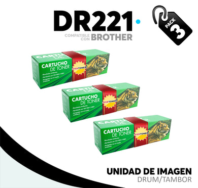 3 Pza Unidad de Imagen DR221C Compatible con Brother