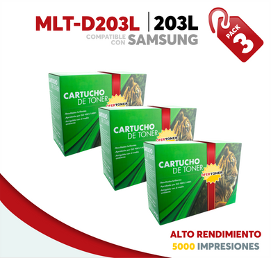 3 Pza Tóner 203L Alto Rendimiento Compatible con Samsung MLT-D203L