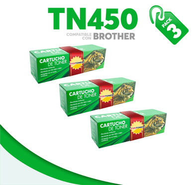 3 Pza Tóner TN450 Compatible con Brother