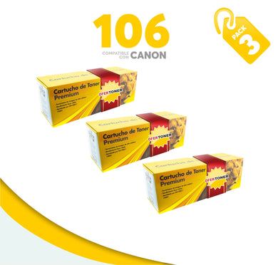 3 Pza Tóner 106 Compatible con Canon 0264B001AA