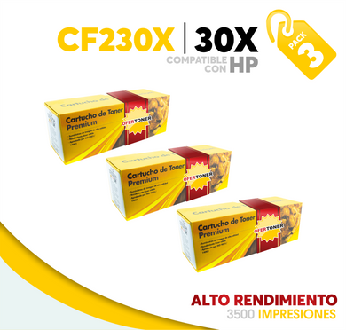 3 Pza Tóner 30X Alto Rendimiento Compatible con HP CF230X