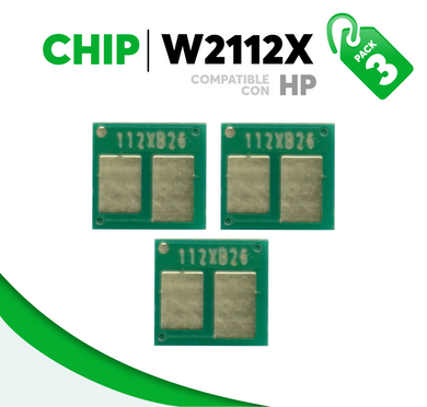 3 Pza Chip para Tóner 206X Compatible con HP W2112X