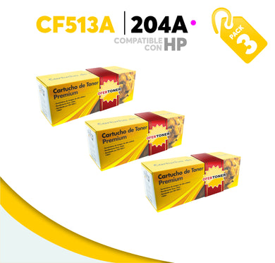 3 Pza Tóner 204A Compatible con HP CF513A