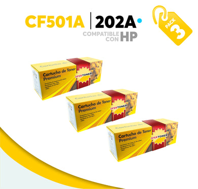 3 Pza Tóner 202A Compatible con HP CF501A