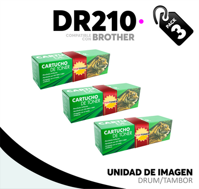 3 Pza Unidad de Imagen DR210M Compatible con Brother