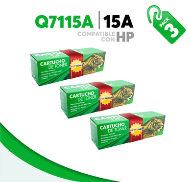 3 Pza Tóner 15A Compatible con HP Q7115A