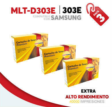 3 Pza Tóner 303E Extra Alto Rendimiento Compatible con Samsung MLT-D303E