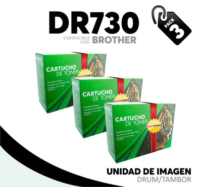 3 Pza Unidad de Imagen DR730 Compatible con Brother