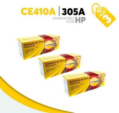 3 Pza Tóner 305A Compatible con HP CE410A