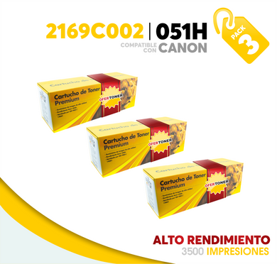 3 Pza Tóner 051H Compatible con Canon 2169C002AA