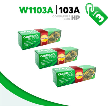 3 Pza Tóner 103A Compatible con HP W1103A