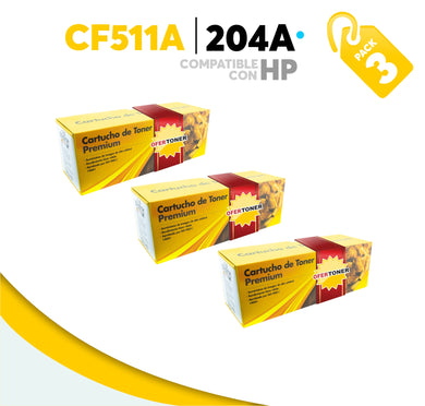 3 Pza Tóner 204A Compatible con HP CF511A