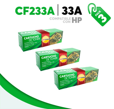 3 Pza Tóner 33A Compatible con HP CF233A