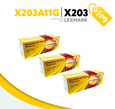 3 Pza Tóner X203 Compatible con Lexmark X203A11G