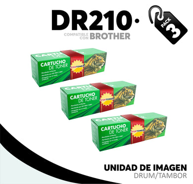 3 Pza Unidad de Imagen DR210BK Compatible con Brother