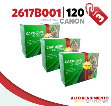 3 Pza Tóner 120 Alto Rendimiento Compatible con Canon 2617B001