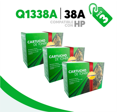 3 Pza Tóner 38A Compatible con HP Q1338A