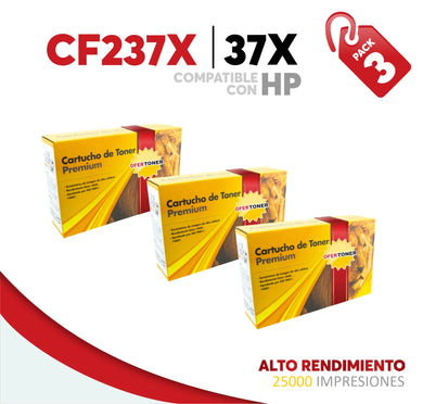 3 Pza Tóner 37X Alto Rendimiento Compatible con HP CF237X