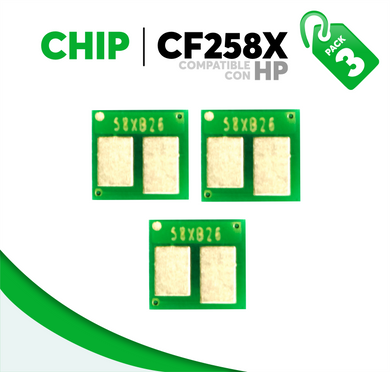 3 Pza Chip para Tóner 58X Compatible con HP CF258X