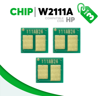 3 Pza Chip para Tóner 206A Compatible con HP W2111A