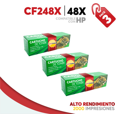 3 Pza Tóner 48X Alto Rendimiento Compatible con HP CF248X
