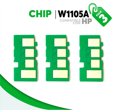 3 Pza Chip para Tóner 105A Compatible con HP W1105A