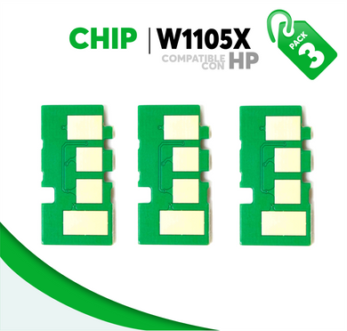 3 Pza Chip para Tóner 105X Compatible con HP W1105X