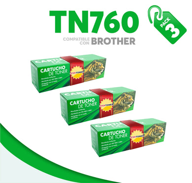 3 Pza Tóner TN760 Compatible con Brother