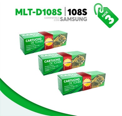 3 Pza Tóner 108S Compatible con Samsung MLT-D108S