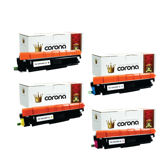 Pack Toner Color 227 TN227N / TN227C / TN227Y / TN227M Corona Compatible con BROTHER