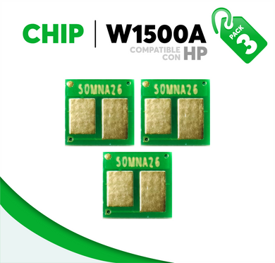 3 Pza Chip para Tóner 150A Compatible con HP W1500A