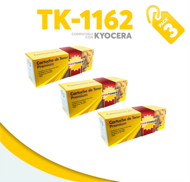 3 Pza Tóner TK-1162 Compatible con Kyocera