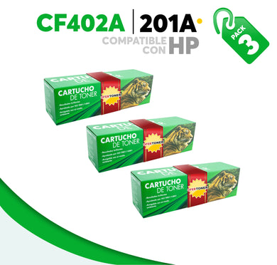 3 Pza Tóner 201A Compatible con HP CF402A