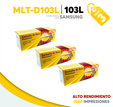 3 Pza Tóner 103L Alto Rendimiento Compatible con Samsung MLT-D103L