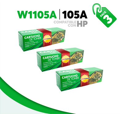 3 Pza Tóner 105A Compatible con HP W1105A