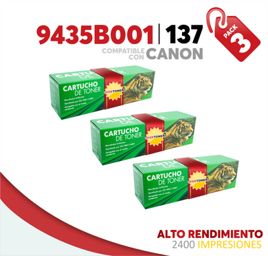 3 Pza Tóner 137 Alto Rendimiento Compatible con Canon 9435B001