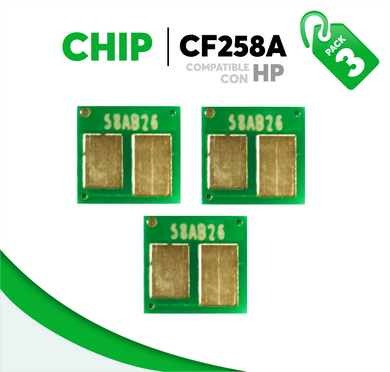 3 Pza Chip para Tóner 58A Compatible con HP CF258A