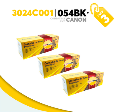 3 Pza Tóner 054BK Compatible con Canon 3024C001AA