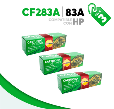 3 Pza Tóner 83A Compatible con HP CF283A