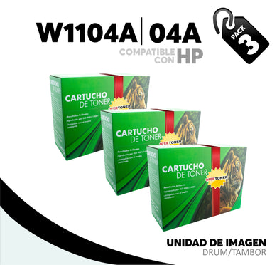 3 Pza Unidad de Imagen 104A Compatible con HP W1104A