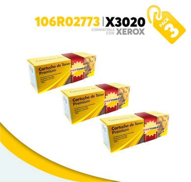 3 Pza Tóner X3020 Compatible con Xerox 106R02773