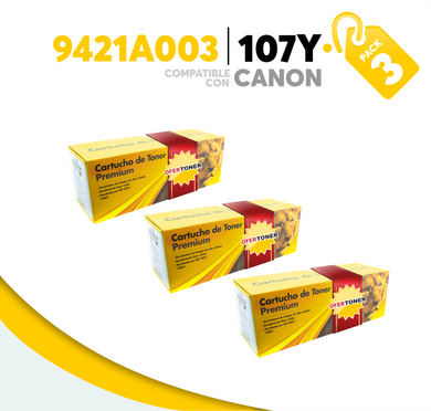 3 Pza Tóner 107Y Compatible con Canon 9421A003