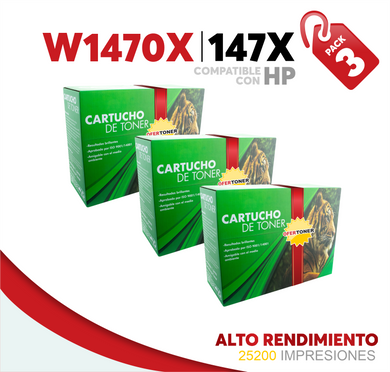 3 Pza Tóner 147X Compatible con HP W1470X