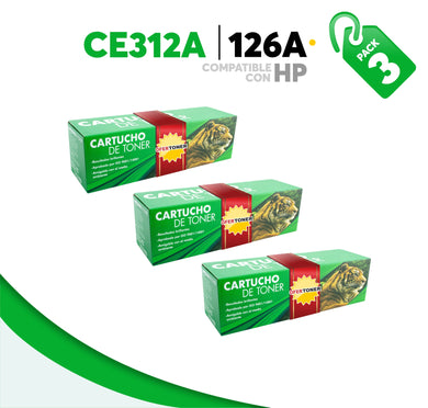 3 Pza Tóner 126A Compatible con HP CE312A