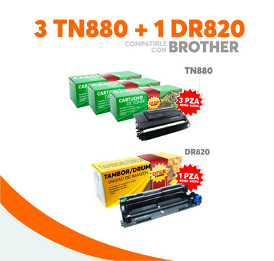 Kit Tóner 3 TN880 Y 1 Tambor DR820 Compatible Con Brother