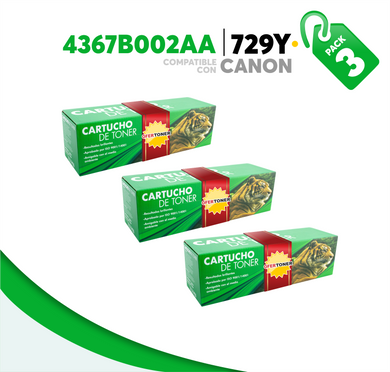 3 Pza Tóner 729Y Compatible con Canon 4367B002AA